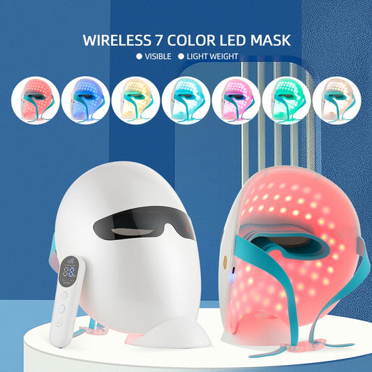 Wireless 7 Color Light LED Mask Photon Therapy Skin Rejuvenation Tighten Anti Wrinkle Acne Removal Photodynamic Facial Mask