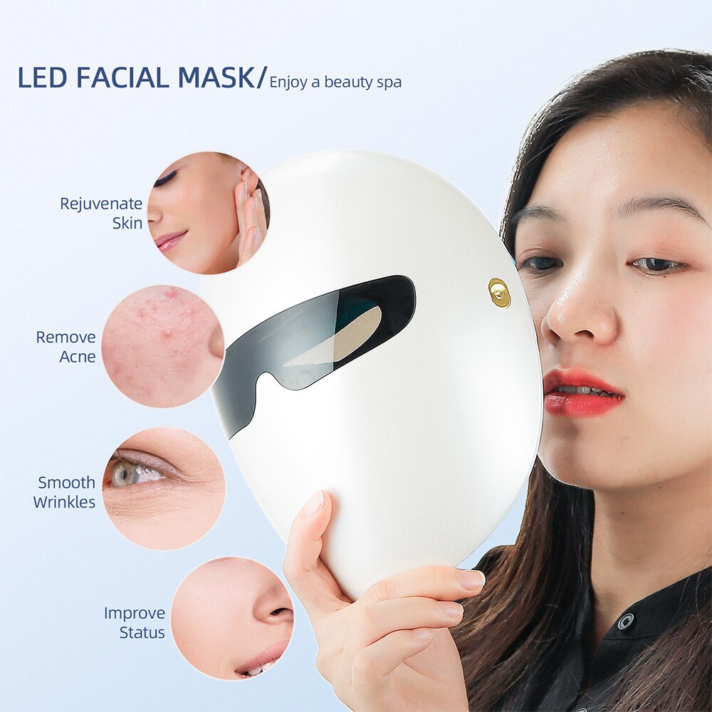 Wireless 7 Color Light LED Mask Photon Therapy Skin Rejuvenation Tighten Anti Wrinkle Acne Removal Photodynamic Facial Mask